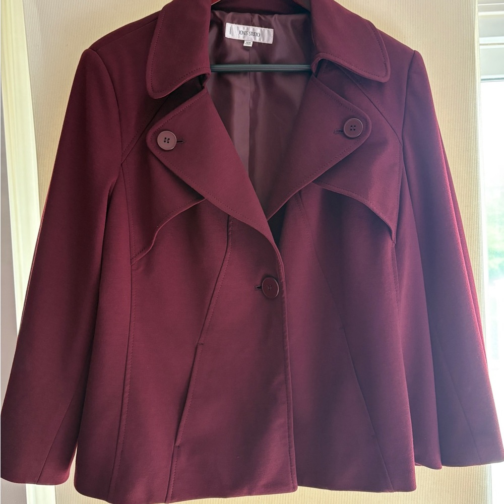 Jones Studio Burgundy Women's Pea Coat, Size 18W